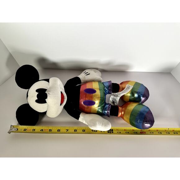 Disney Mickey Mouse Plush 17" Classic Character Shiny Rainbow Shorts & Shoes - Picture 6 of 8